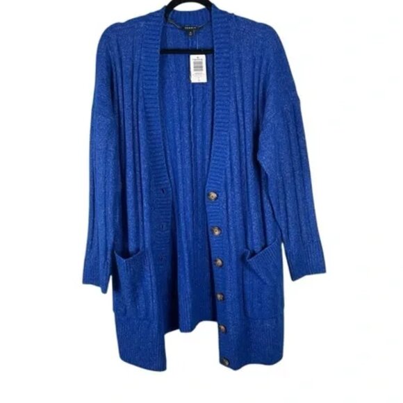 Torrid Vegan Cashmere Boyfriend Cardigan Sweater Blue Size 2X (18/20) NWT - Picture 1 of 14